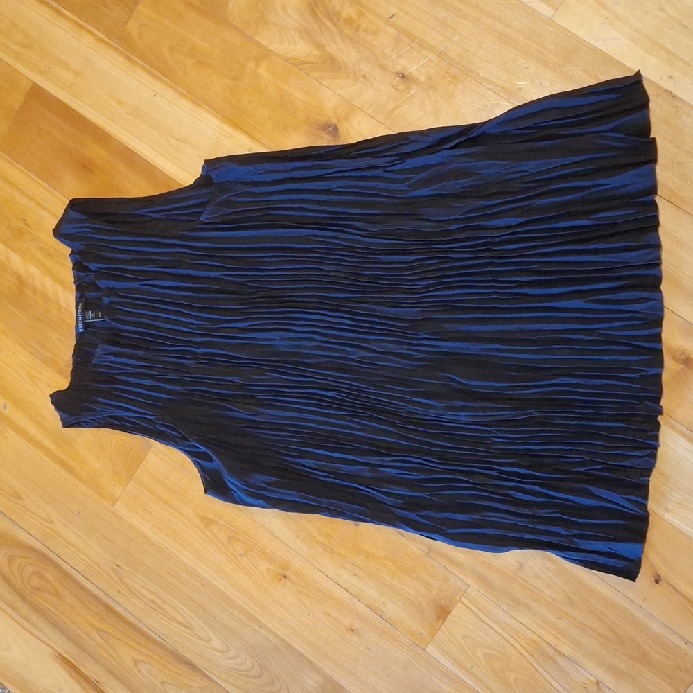 Eileen Fisher Crushed Silk Long Tank Top Navy Blue Size Medium - Picture 5 of 10